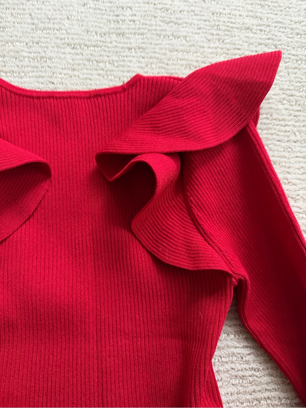 Express Red Ruffle V-Neck Sweater small - Picture 4 of 4